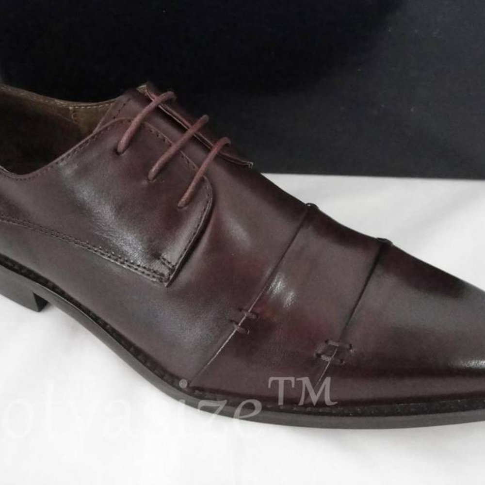 FRATELLI 9082 BURGUNDY‎ LEATHER DRESS OXFORD SIZE 8